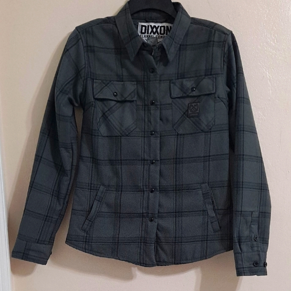 DIXXON Flannel Sherpa Lined DAKOTA Dark Gray & Black Shirt Jacket Awesome NWOT